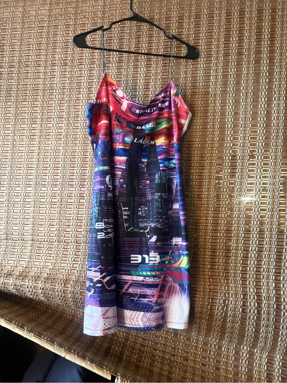 Dolls Kill Neon Cyber City Print Mini Dress - Purple, Blue, Pink